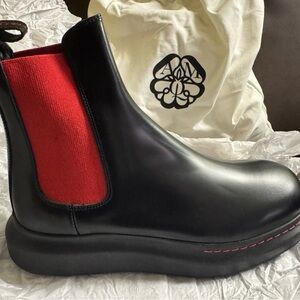 Alexander McQueen Black and Red Ankle Boots